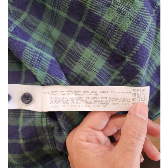 Zara Men's Blue & Green Plaid Button‎ Up Long Sleeve Flannel Shirt. Size M - Picture 7 of 7